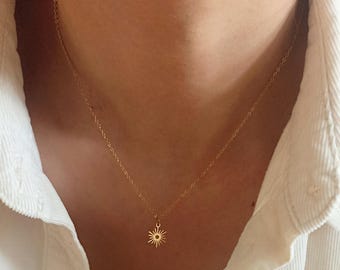 Sun Necklace Gold/Silver – Minimalist Sun Necklace, Dainty Necklace for Women, Celestial Jewelry, Layering Necklace, Gift for Her