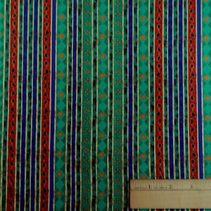 1 3/8 yards Cotton Quilt Sewing Colorful Red, Green, Yellow Blue Gold Stripes - 002