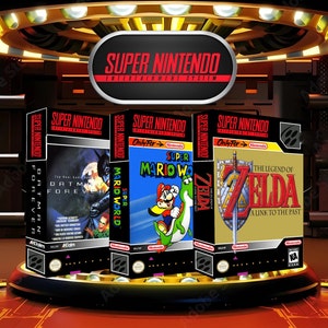 Nintendo 1990 SNES (Super Nintendo) Custom Vertical or Horizontal Replacement Reproduction Covers (Artwork Only No Game or Case)
