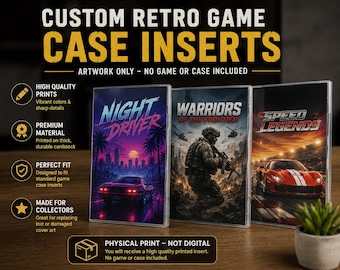 Custom Retro Game Case Insert Art | Replacement Cover Artwork | Collector Display Print (Artwork Only No Game or Case)