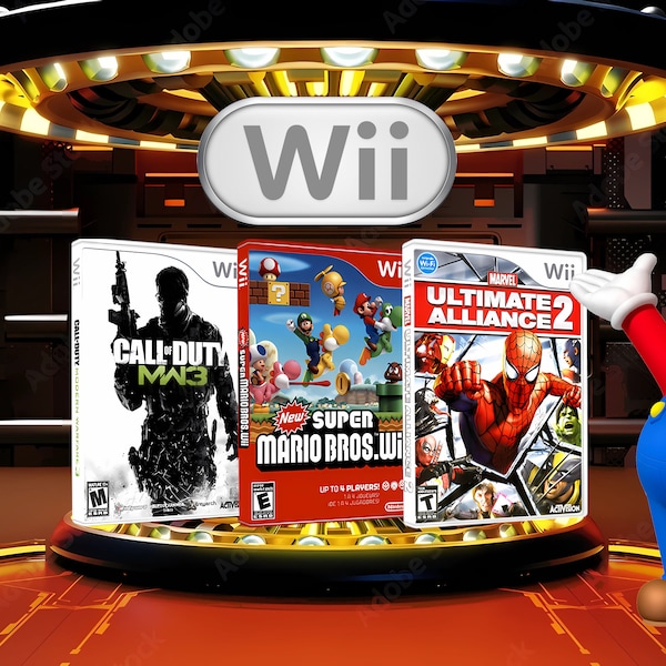 Nintendo 2006 Wii (Nintendo Wii) Custom Replacement Reproduction Covers (Artwork Only No Game or Case)