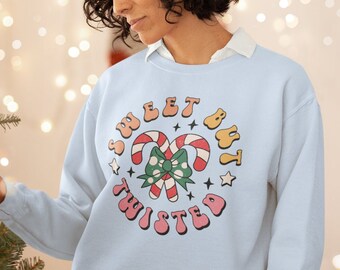 Sweet But Twisted Retro Vintage Sweatshirt Christmas Gift For Women, Christmas Oversized Crewneck, Christmas Pullover Gift For Her, Xmas Tee