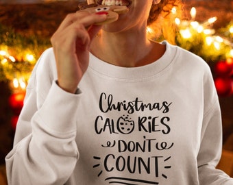Sudadera de calorías navideñas, sudadera navideña, cuello redondo navideño para mujer, sudaderas de invierno para mujer, regalo para ella, invierno unisex