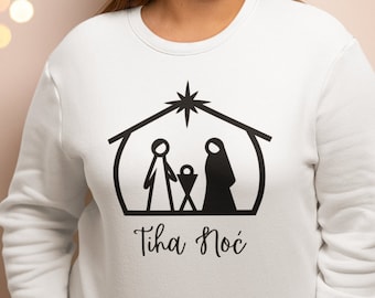 Tiha Noc Hrvatska Dzemper, Retro Cool Kroatisch kerstshirt, Kroatië Kerstsweater, Hrvatski Jezik Balkanvakantie, Exyu, Advent