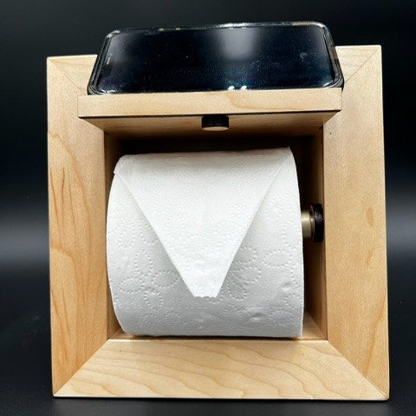 Recessed toilet tissue holder compartment with cell phone shelf