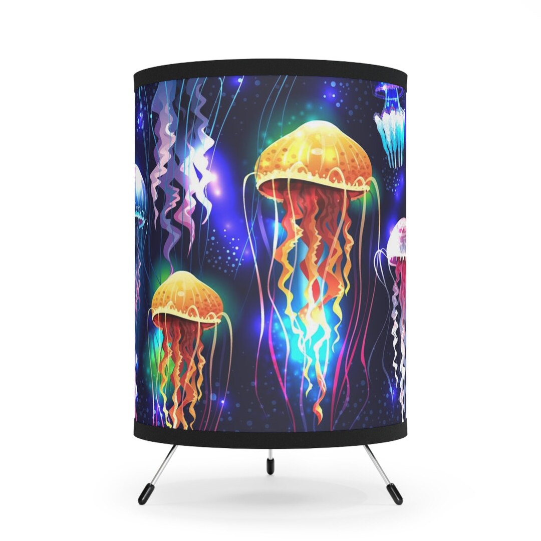 Jellyfish Glow Tripod Lamp With High-res Printed Shade USCA - Etsy