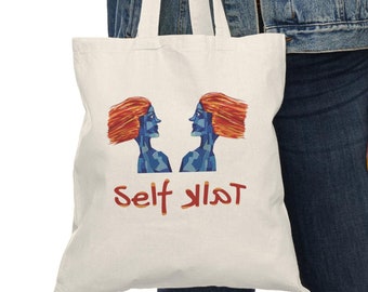 Self Reflection Tote Bag, Hand Drawn Tote Bag, Cotton Travel Tote Bag, Shopping Bag, Self Care, Accessory Bag, Inspirational Tote Bag Gift