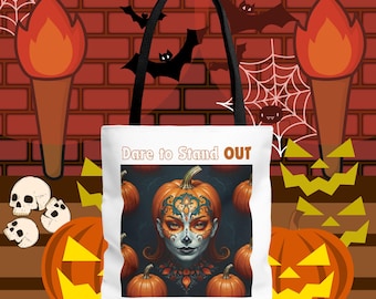 Bag For Treats, Trick Or Treat Spooky Bag, Halloween Reusable Bag, Spooky Tote Bag, Spooky Shopping Bag, Reusable Shopping Bag, Pumpkins bag