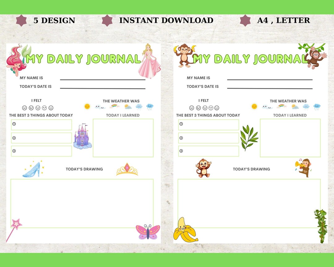 Kids Daily Journal Printable Journal for Kids Diary for Children Kids ...