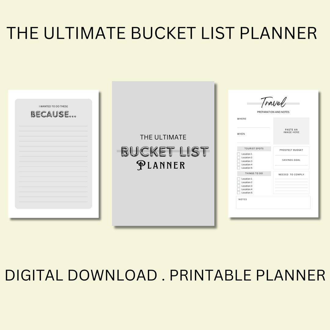 Bucket List Printable Bucket List Planner Insert Bucket List - Etsy