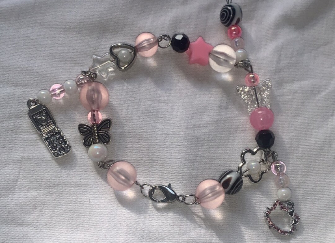Y2k Themed Cotton Candy Beaded Bracelet Etsy