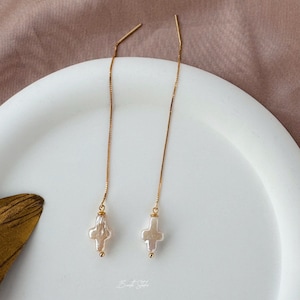 Cross Earrings |Baroque freshwater Cross Pearl | Gold vermeil Earring | Religious Jewelry | Gift for her | Pearl Cross Charm | Cross Jewelry
