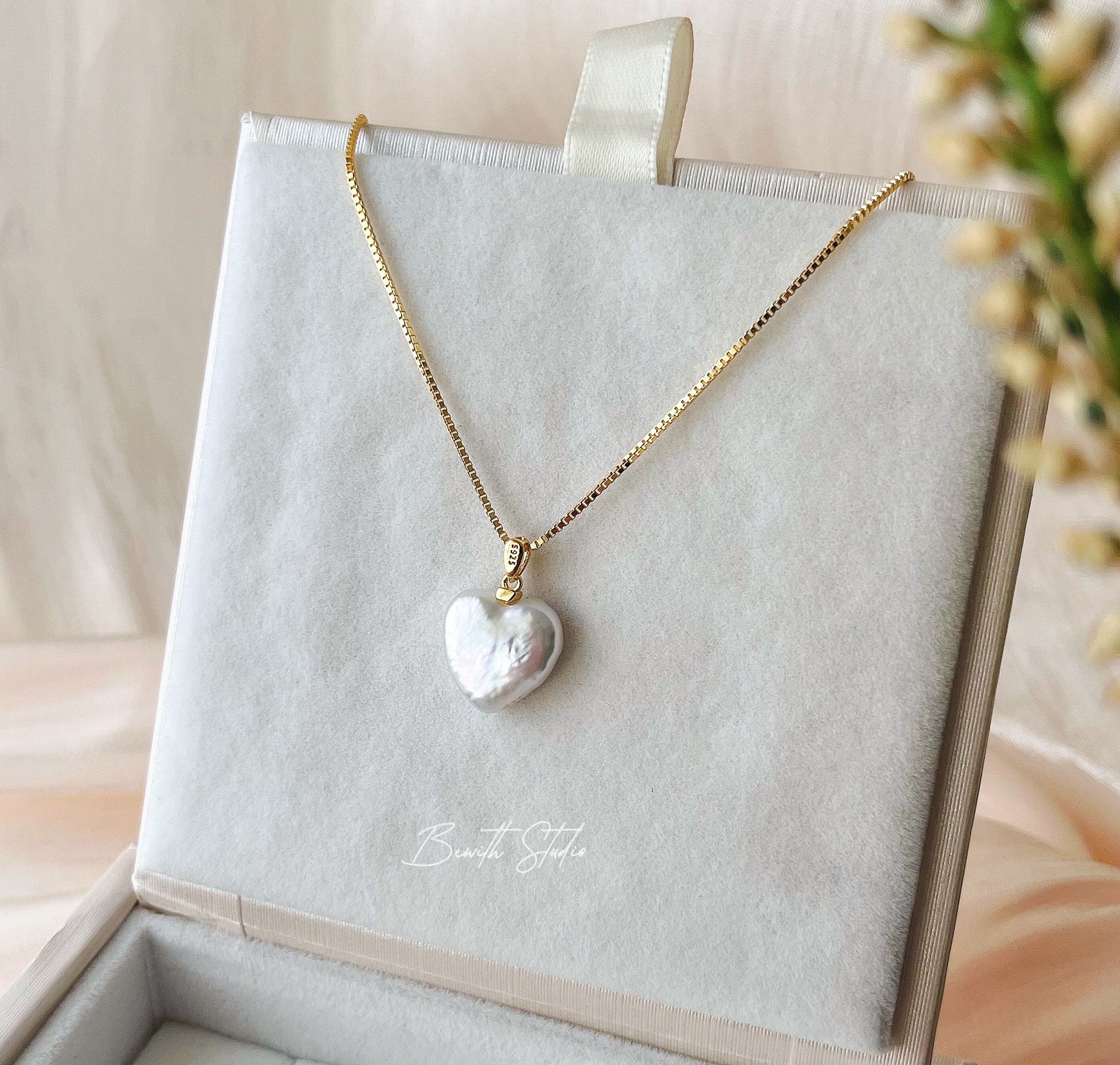 ネックレス・ペンダント [SENTIMENTS] NO.435 [SILVER] HEART PEARL NECKLACE Natural Heart Pearl Necklace – Zuman Jewelry