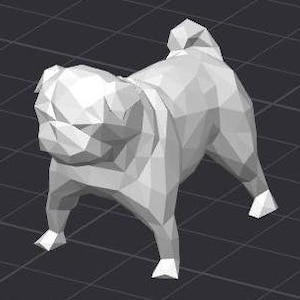 Low Poly Pug Dog STL 3D Printer File Pet Animal
