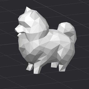 Low Poly Pomeranian Dog STL 3D Printer File Pom Pet