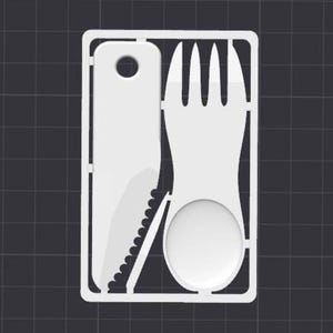 Gabel und Messer Camping Survival Utensilien Card Style STL 3D Drucker-Datei