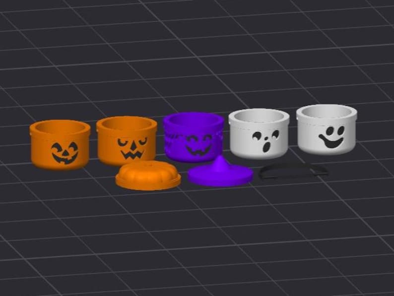 Multi Color Halloween Boo Bucket Complete Set Colored STL 3MF 3D ...