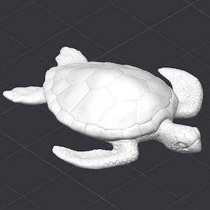 May include: A white ceramic sculpture of a sea turtle. The turtle is lying on its belly with its head turned to the side. The sculpture is detailed with textured shell and flippers.