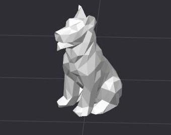 Archivo STL para impresora 3D de perro de baja poligonización