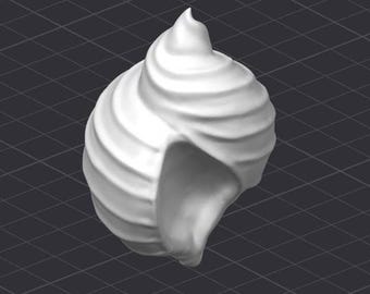 Puede incluir: Una concha de mar de cerámica blanca con un diseño en espiral. La concha es lisa y tiene un acabado brillante.