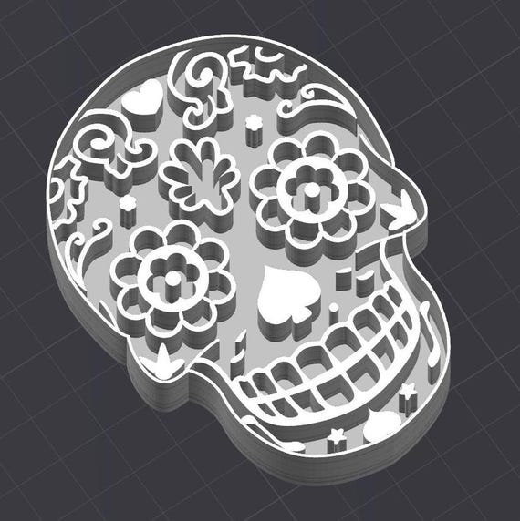 Mexican Sugar Skull Cookie Cutter STL 3D Printer File