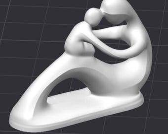 Statuette de maman mère et enfant, fichier d'impression 3D, figurine STL
