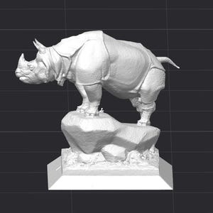 Rhino Rhinoceros Sculpture Art STL 3D Printer File