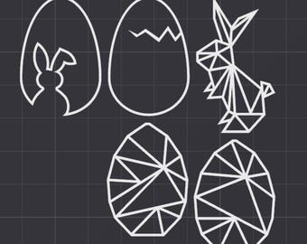 Easter Deco Set Rabbit Eggs 2D Wall Art STL 3D Printer File
