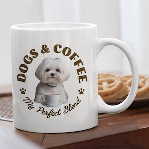 Maltese Coffee Mug, Coffee Lover Gift, Dog Lover Gift, Dog Mom Gift, Animal Lover Mug, Pet Owner Gift, Funny Coffee Cup, Cute Puppy Gifts