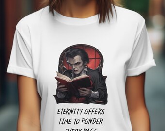 Vampire Reading T-Shirt: Gothic Book Lover Shirt
