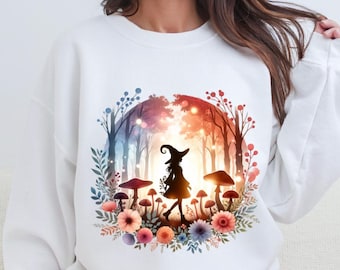 Witchcore Sweatshirt, Autumn Forest, Spooky Season Apparel