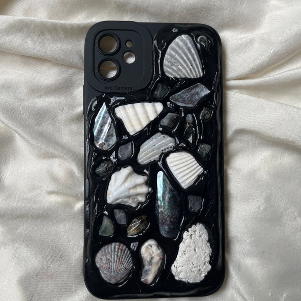 Hand Crafted Seashell iPhone case, Unique Seasonal Case, Personalized with Hand Picked Seashells Made with Authentic Crystals