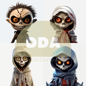 4 Scary Halloween Characters | 3D High Quality Cartoons | Cartoon Characters | Digital Download | Use It for Anything!