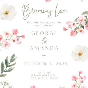 Blooming Love Wedding Invitation | Floral Wedding Invite | Digital Download