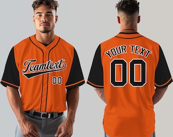 Custom Embroidered Baseball Jersey - Personalized Team Name & Number - Contrasting Sleeve Design - Perfect for Sports Teams Gifts