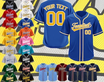 Classic Style Custom Baseball Jersey with Team Name, Number, Name Fully Customizable Printed Athletic Apparel for Team Players Supporters