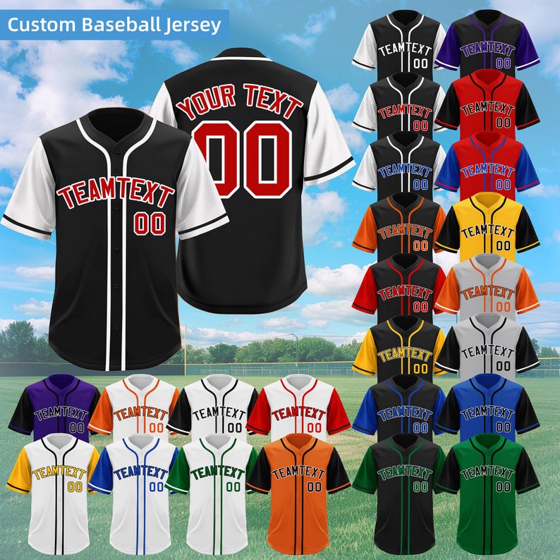 Custom Embroidered Baseball Jersey With Arched Team Name, Personalized ...