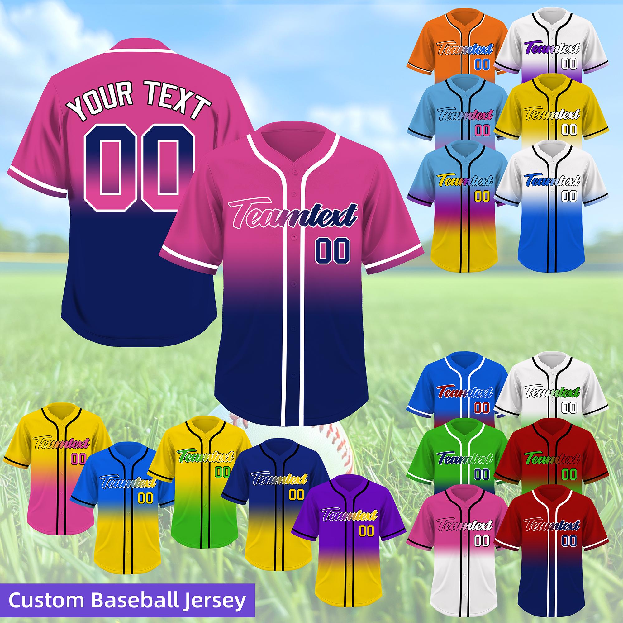 Benutzerdefiniertes Farbverlaufs-Baseball-Trikot: Gestickter Teamname und -nummer