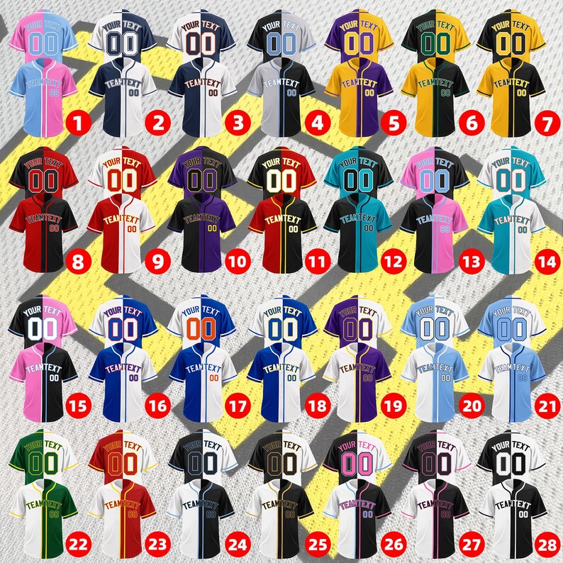 Custom Split Design Baseball Jersey: Personalized Team Apparel - Etsy