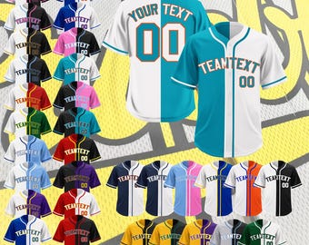 Split Design Custom Baseball Jersey with 3D Logo, Name, and Number – Unique Personalized Team Apparel, Perfect for Game Day and Sports Fans