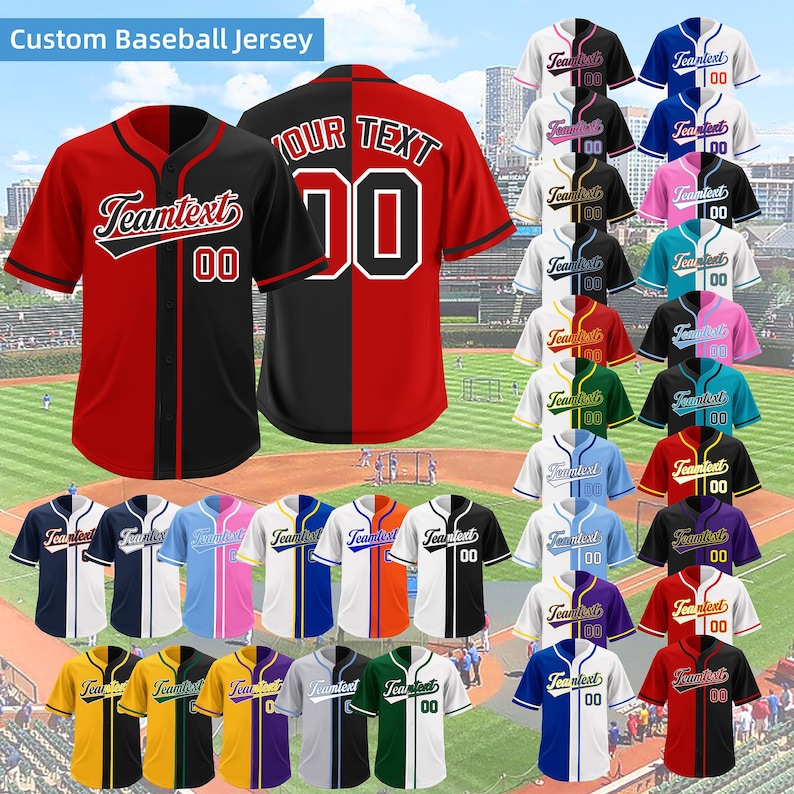 Custom Embroidered Split-color Baseball Jersey: Personalized Team ...