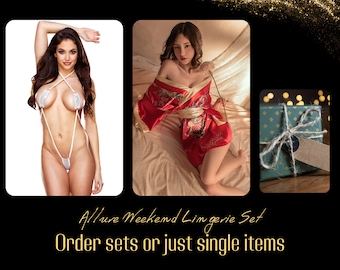 Sensual Uniform Tease & Roleplay Weekend Lingerie, Elegantly Encased in a Mystery Gift Box for her birthday gift, adult novelty gifts.