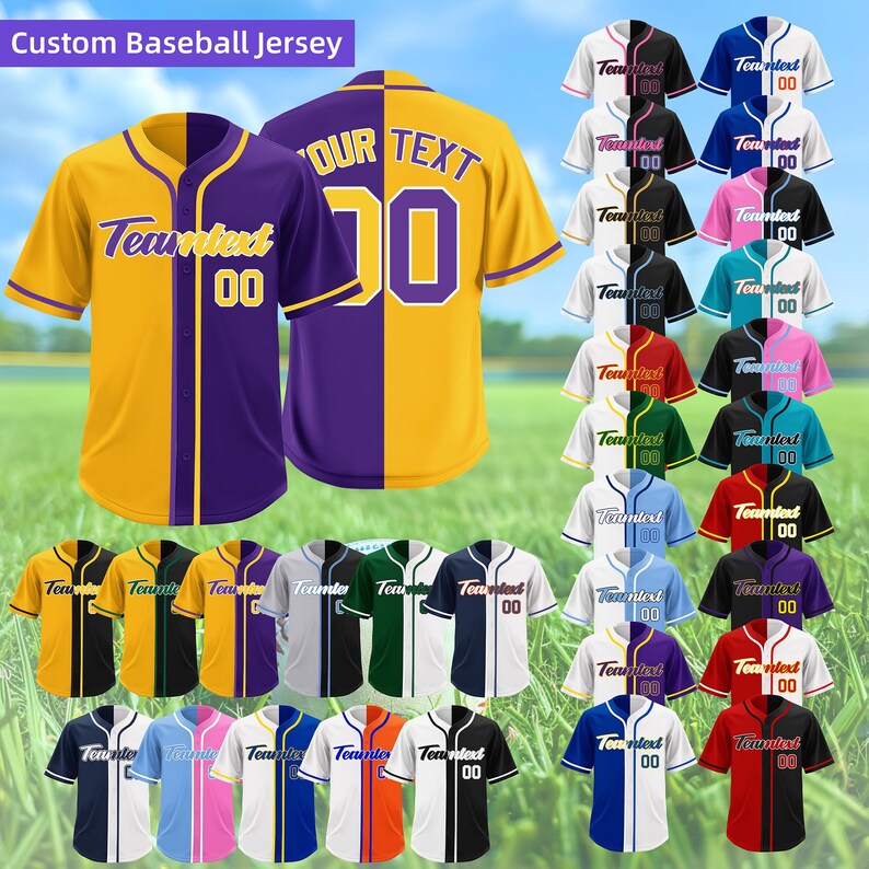 Embroidered Two-tone Baseball Jersey: Personalized Team Name & Number ...