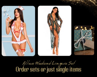 Weekend Mystery Lingerie Box: Lace & Sheer Nurse Roleplay Outfits , Curated Surprise Gift Set for her, Adult novelty gifts.