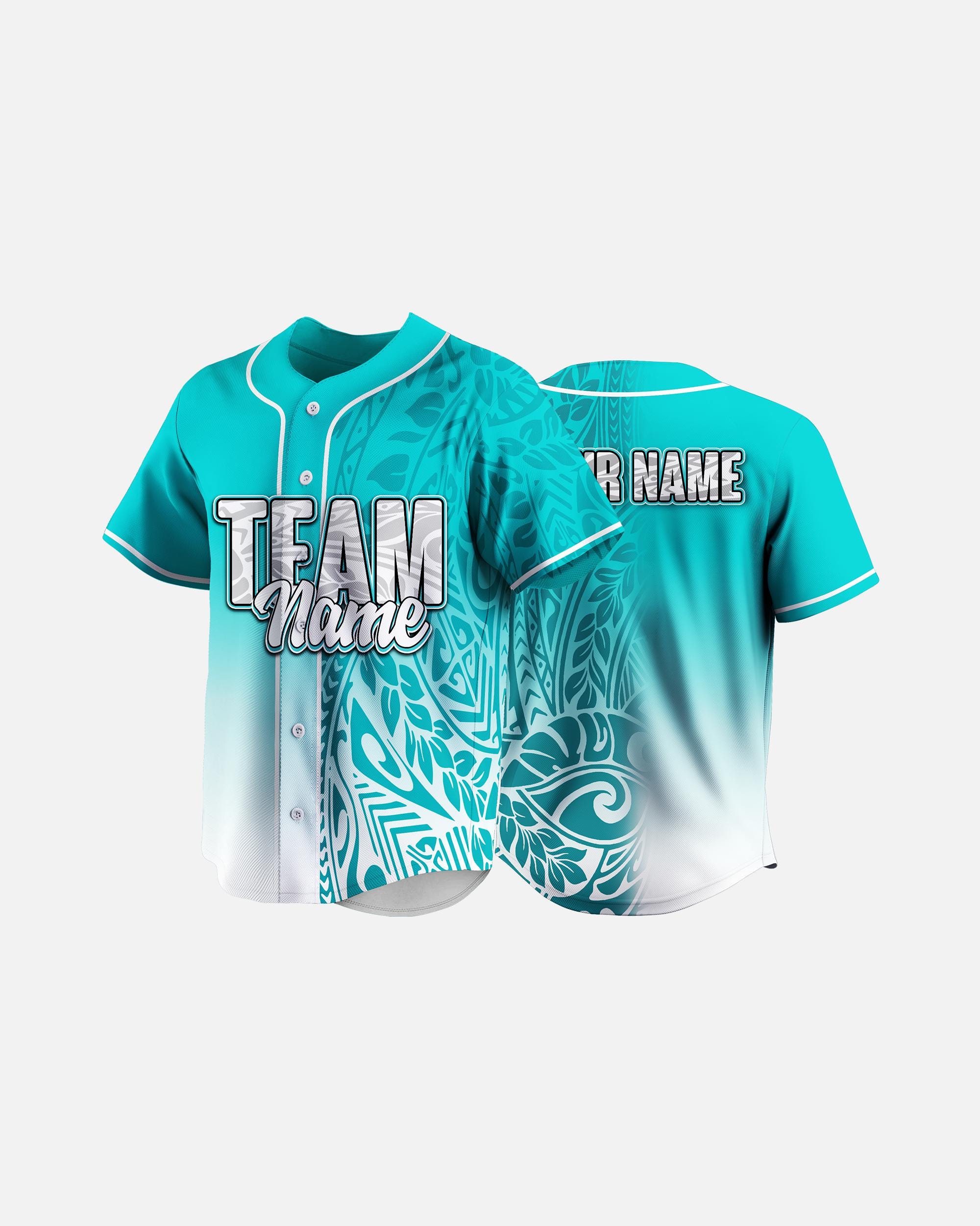 Custom Tribal Baseball Jersey: Teal Gradient, Personalized Name