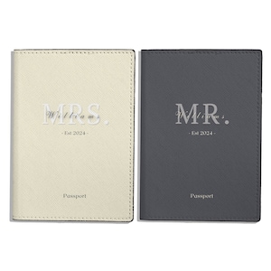 Set of 2 Personalized Vegan Leather Couple Passport Holder with Name - Custom passport cover wedding and anniversary gift | Mr & Mrs