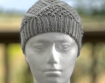 Hand Knitted Small Women’s/Youth’s Gray Winter Hat. Warm Beanie. Soft Toque.