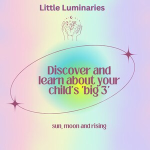 Leitura de astrologia para pais/filhos com base nos "3 grandes" do seu filho. Cultive sua personalidade única e conecte-se mais profundamente com eles.