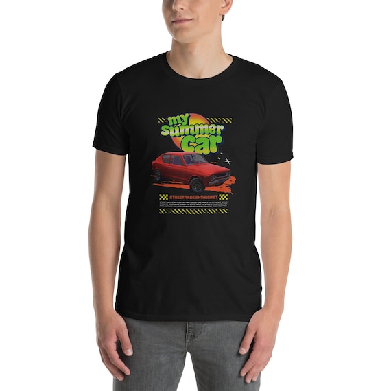 T-Shirt Voiture Sportive Homme/Unisex - Collection Sunset Road, 100% Coton Noir - Cadeau Pour Passionné D'Auto