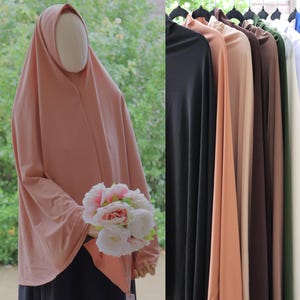Lightweight Jersey Jilbab Comfortable High Quality Slip On Basic Hijab Great For Umrah/Hajj/Daily Teen-Adult Size Black|Brown|Etc - Shemira